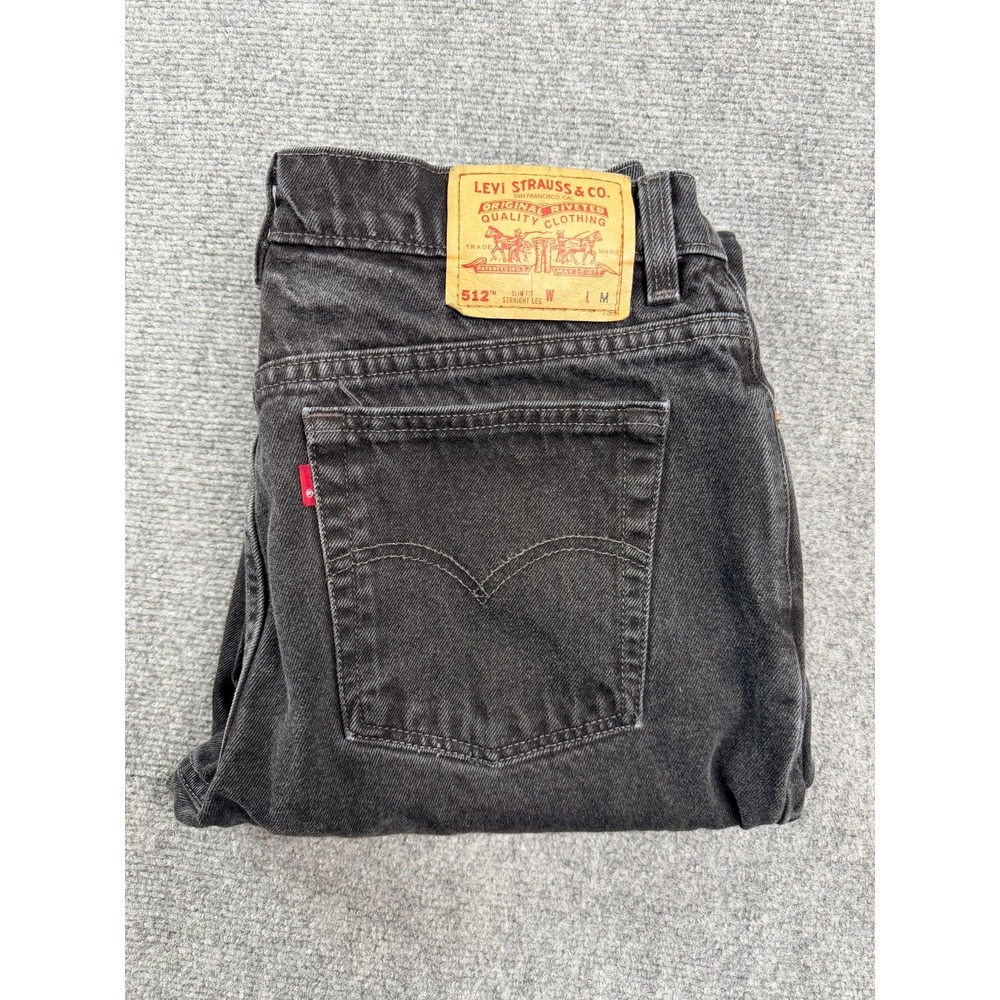 Levis 512 Slim Fit Straight Leg Womens Jeans 14 M Faded Black Vintage USA Made